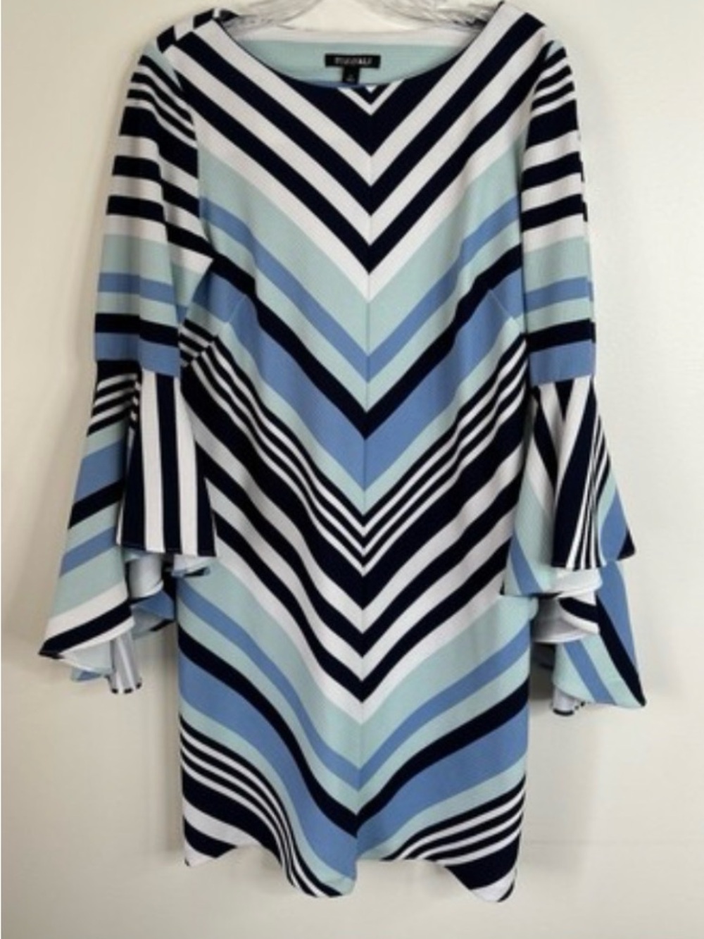 Roz & Ali Striped Mini Dress with Flutter Sleeves - Picture 3 of 9